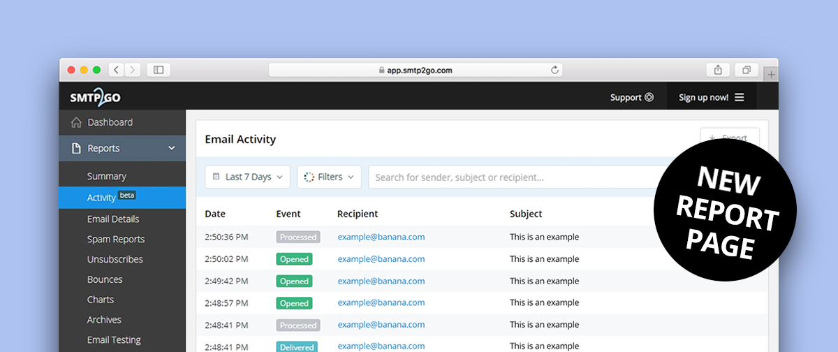 SMTP2GO New Feature: Streamlining your Account Activity