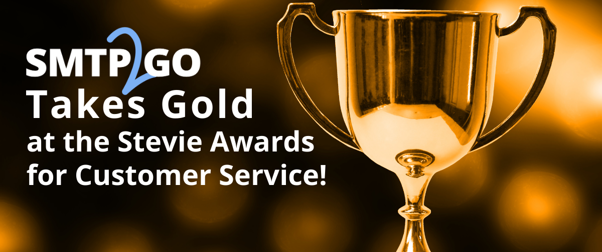 SMTP2GO Takes Home Gold at the Stevie Customer Service Awards!