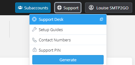 How to access the support portal on your SMTP2GO dashboard.