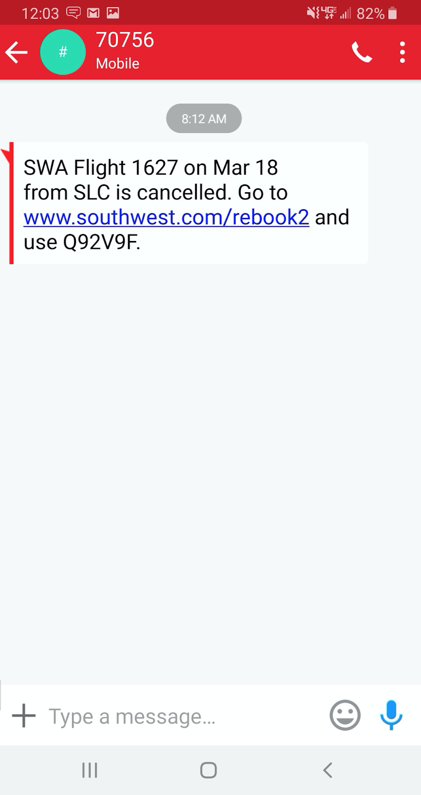 SMS Marketing Example Status updates