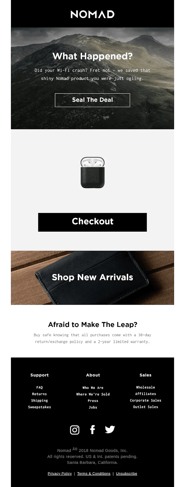 NOMAD abandoned cart emails example