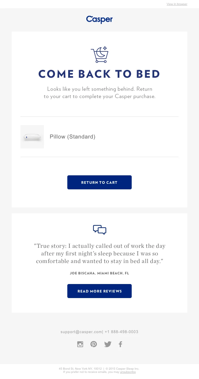 Casper Abandoned Cart Emails
