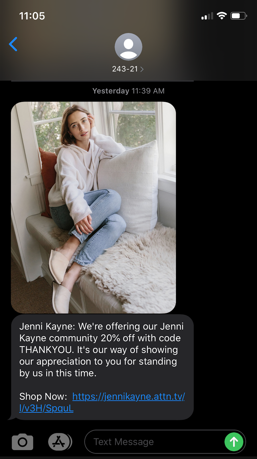 SMS Marketing Example Sales and promos