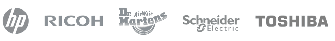 Hewlett Packard, Ricoh, Dr. Martens, Schneider Electric, Toshiba