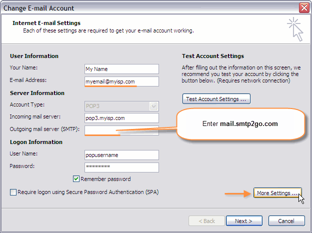 how to find smtp server name in outlook 2007