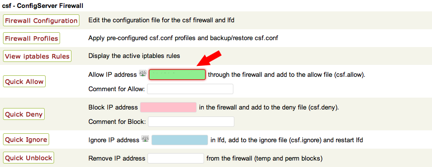 whitelisting example cpanel