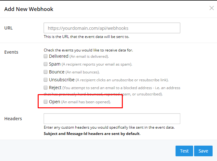 smtp2go open rate tracking webhooks