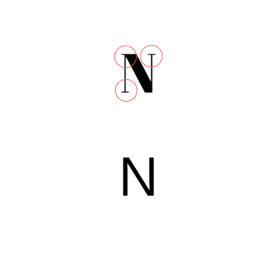 An example of a serif and san-serif "N" to see web accessibility