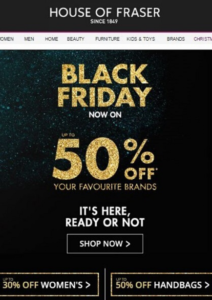 Black Friday advertisement from HOF