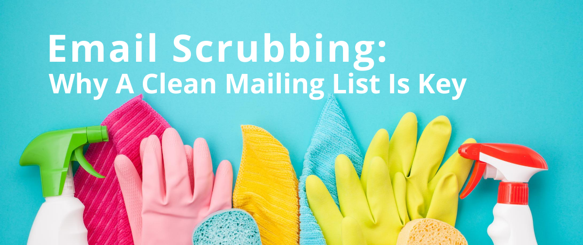 Cleaning products on a blue background to represent a clean mailing list