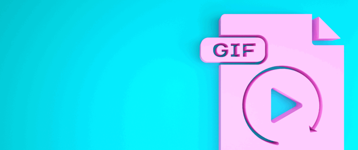 pink GIF icon on a blue background