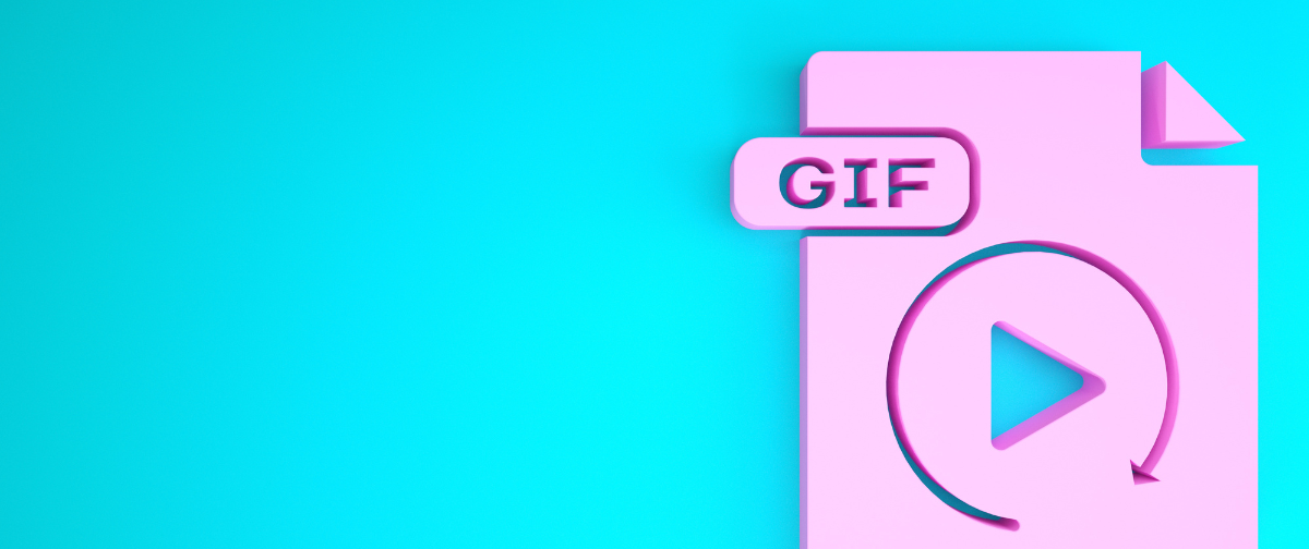 pink GIF icon on a blue background